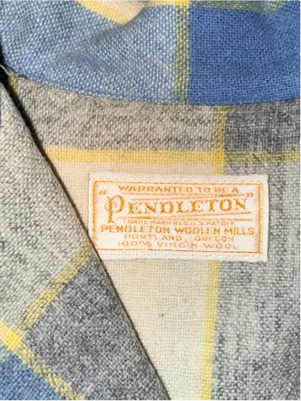 Vintage 1950s Pendleton Womens '49er Wool Jacket Plaid Gray Yellow Blue Padded S - Picture 6 of 12